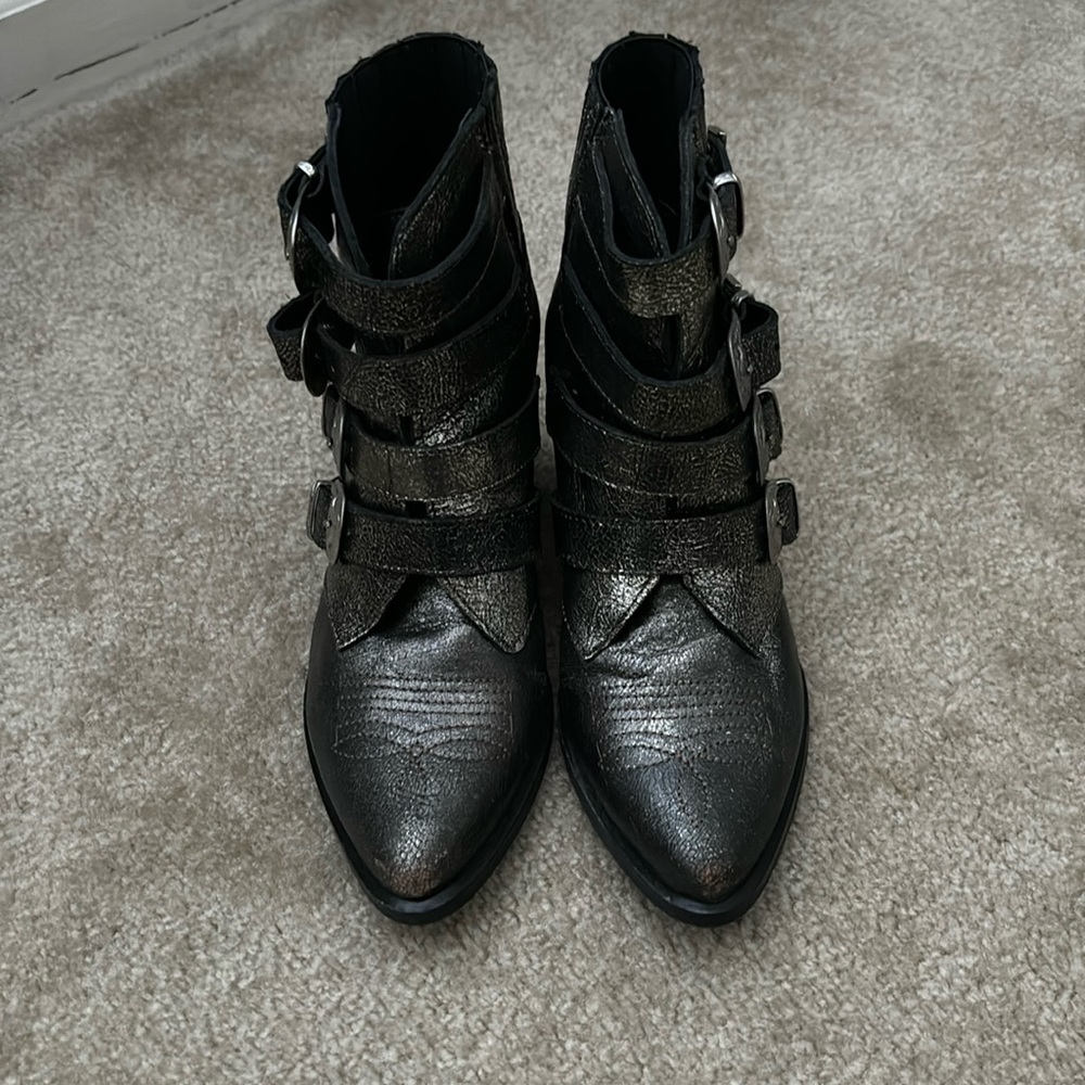 Steve Madden metallic bootie.